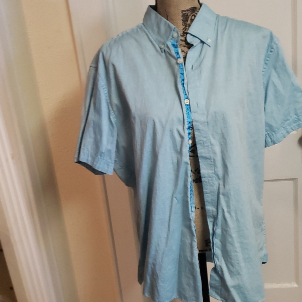Blue men's button up shirt
